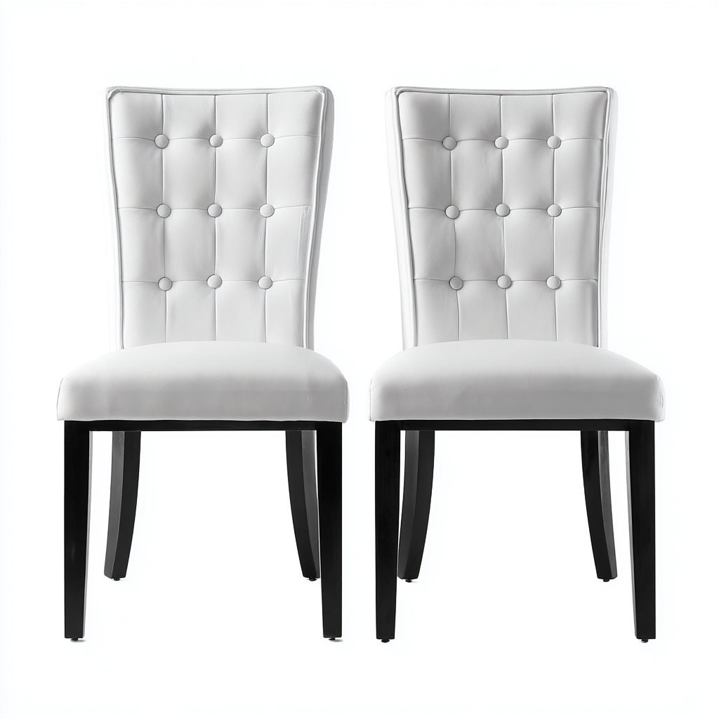 Sillas de comedor piel sintética 45x55x95 cm blanco diseño moderno para comedor-Luxemylab