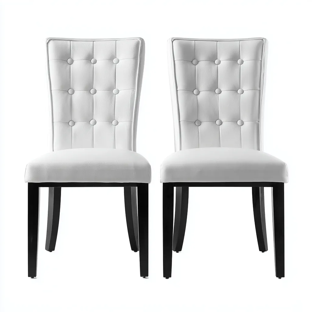 Sillas de comedor piel sintética 45x55x95 cm blanco diseño moderno para comedor-Luxemylab