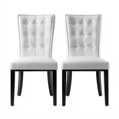 Sillas de comedor piel sintética 45x55x95 cm blanco diseño moderno para comedor-Luxemylab