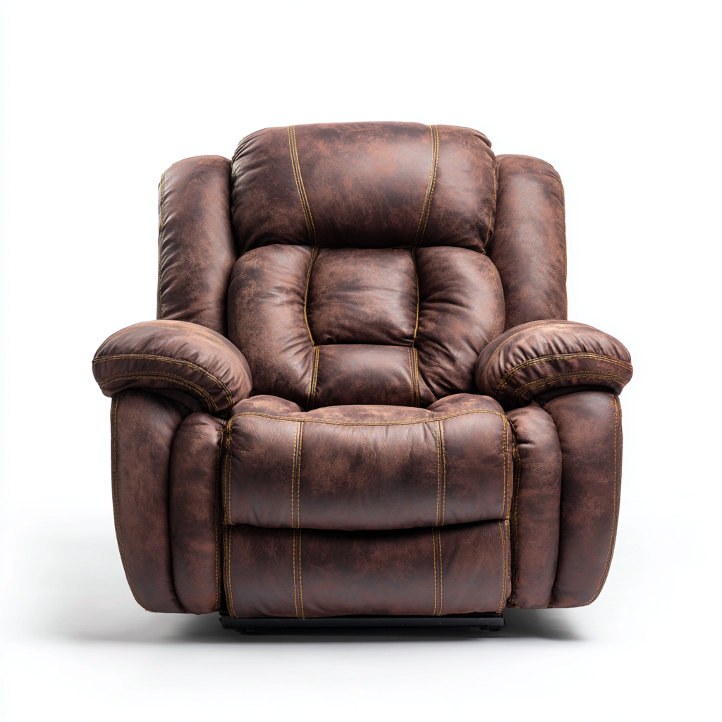 Sillón reclinable - Piel sintética - 100x94x104 cm - Marrón - Diseño moderno para sala de estar-Luxemylab