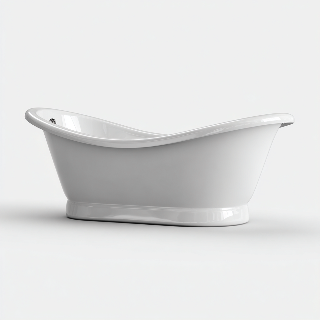 Bañera acrílica 170x75x70 cm - blanca - estilo moderno curvo para baño-Luxemylab