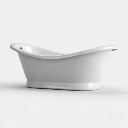 Bañera acrílica 170x75x70 cm - blanca - estilo moderno curvo para baño-Luxemylab