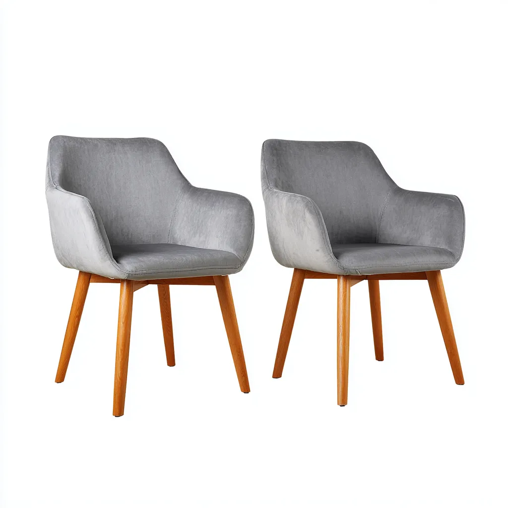 Sillas de comedor tapizadas en terciopelo 60x58x85 cm - gris - apto para comedor - diseño moderno con reposabrazos-Luxemylab