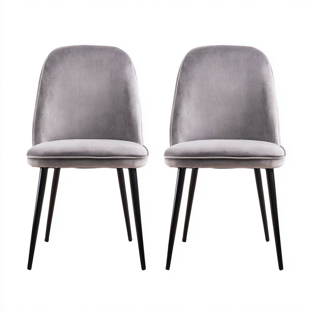 Sillas de comedor tapizadas en terciopelo 50x46x84 cm - gris - apto para comedor - diseño moderno-Luxemylab