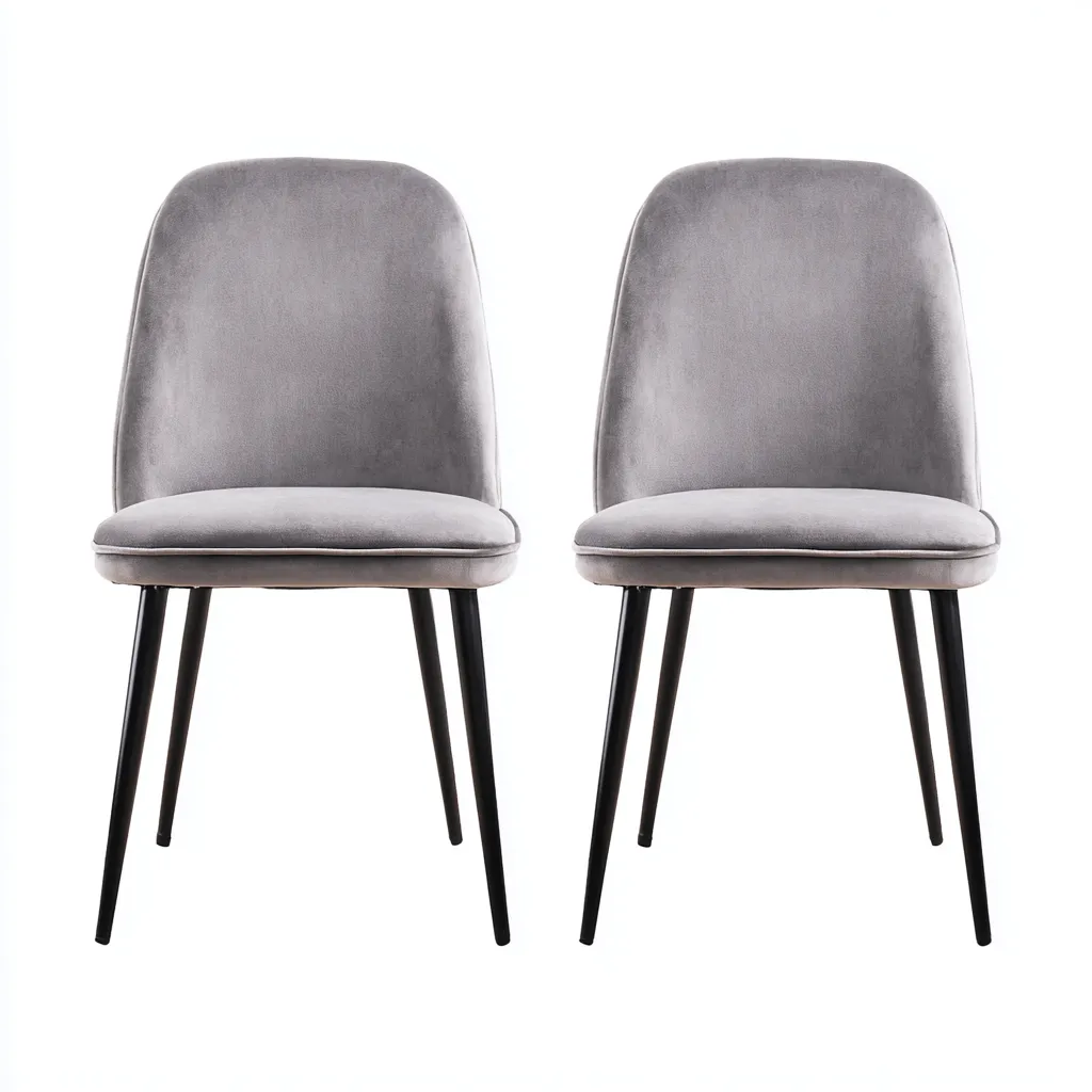Sillas de comedor tapizadas en terciopelo 50x46x84 cm - gris - apto para comedor - diseño moderno-Luxemylab