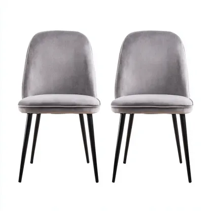 Sillas de comedor tapizadas en terciopelo 50x46x84 cm - gris - apto para comedor - diseño moderno-Luxemylab