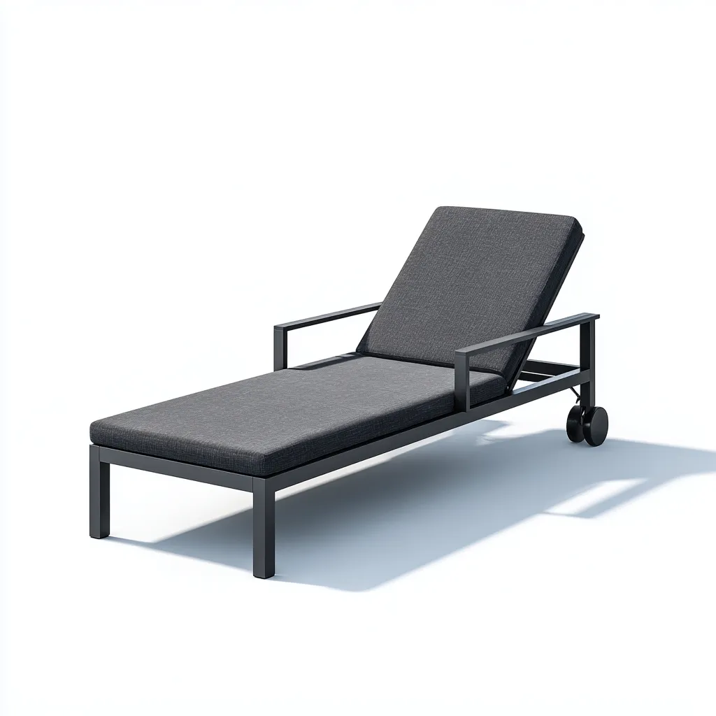 Tumbona de jardín estructura metálica y cojín textil 192x66x88 cm - gris oscuro - estilo moderno apta para jardín-Luxemylab