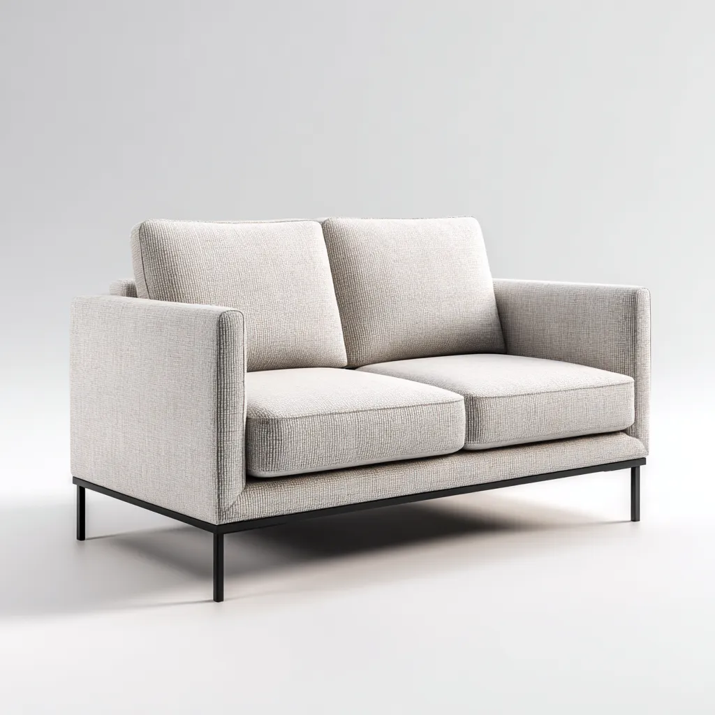 Sofá de 2 plazas tela 150x80x82 cm beige para salón diseño moderno-Luxemylab