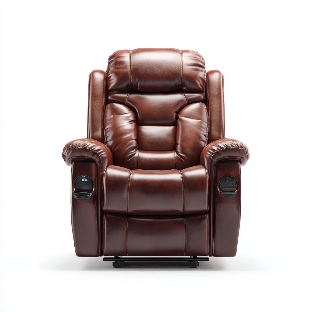 Sillón reclinable - Piel sintética - 102x97x106 cm - Marrón - Diseño moderno con portavasos para sala de estar-Luxemylab