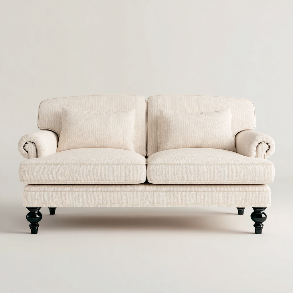 Sofá de 2 plazas tela 180x92x88 cm beige para salón diseño clásico-Luxemylab