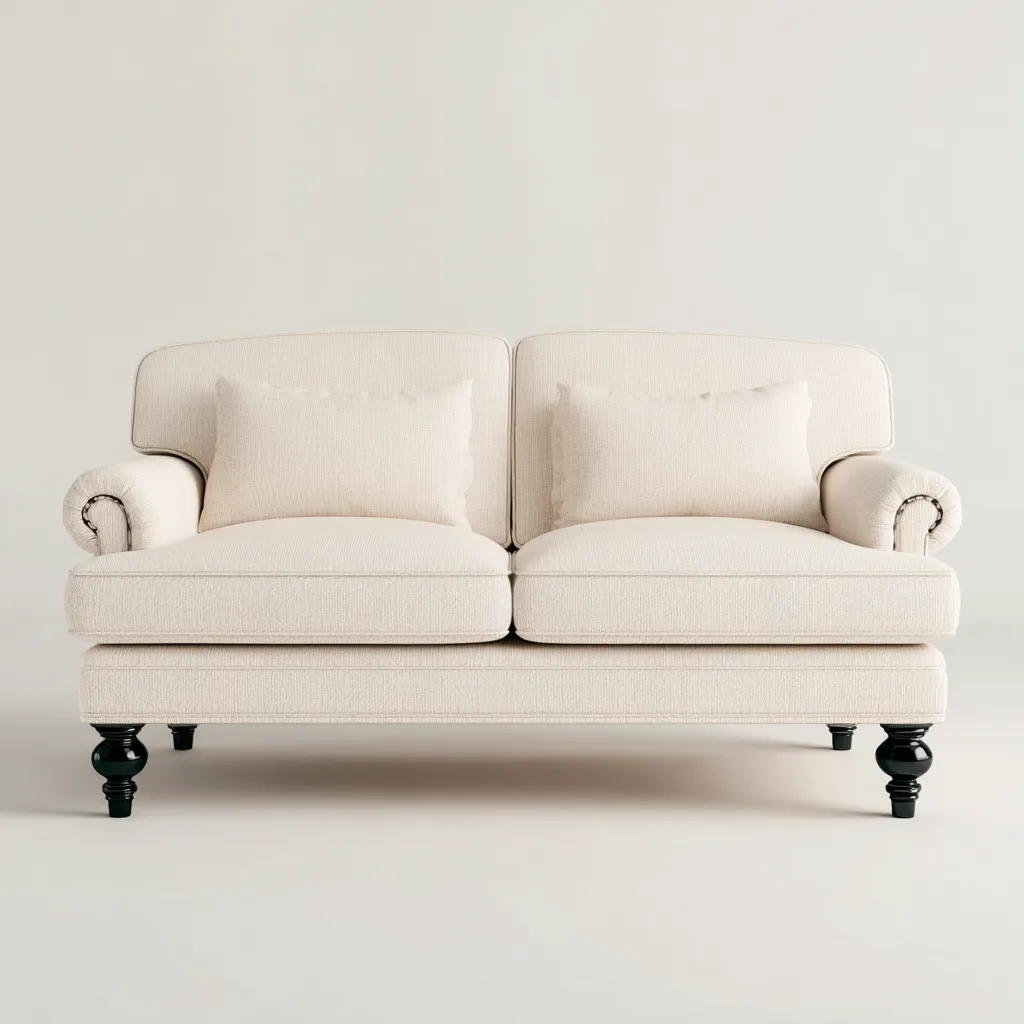 Sofá de 2 plazas tela 180x92x88 cm beige para salón diseño clásico-Luxemylab