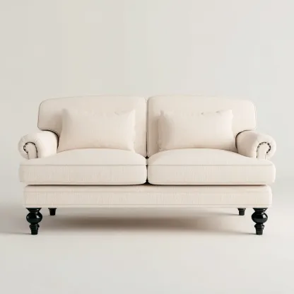 Sofá de 2 plazas tela 180x92x88 cm beige para salón diseño clásico-Luxemylab