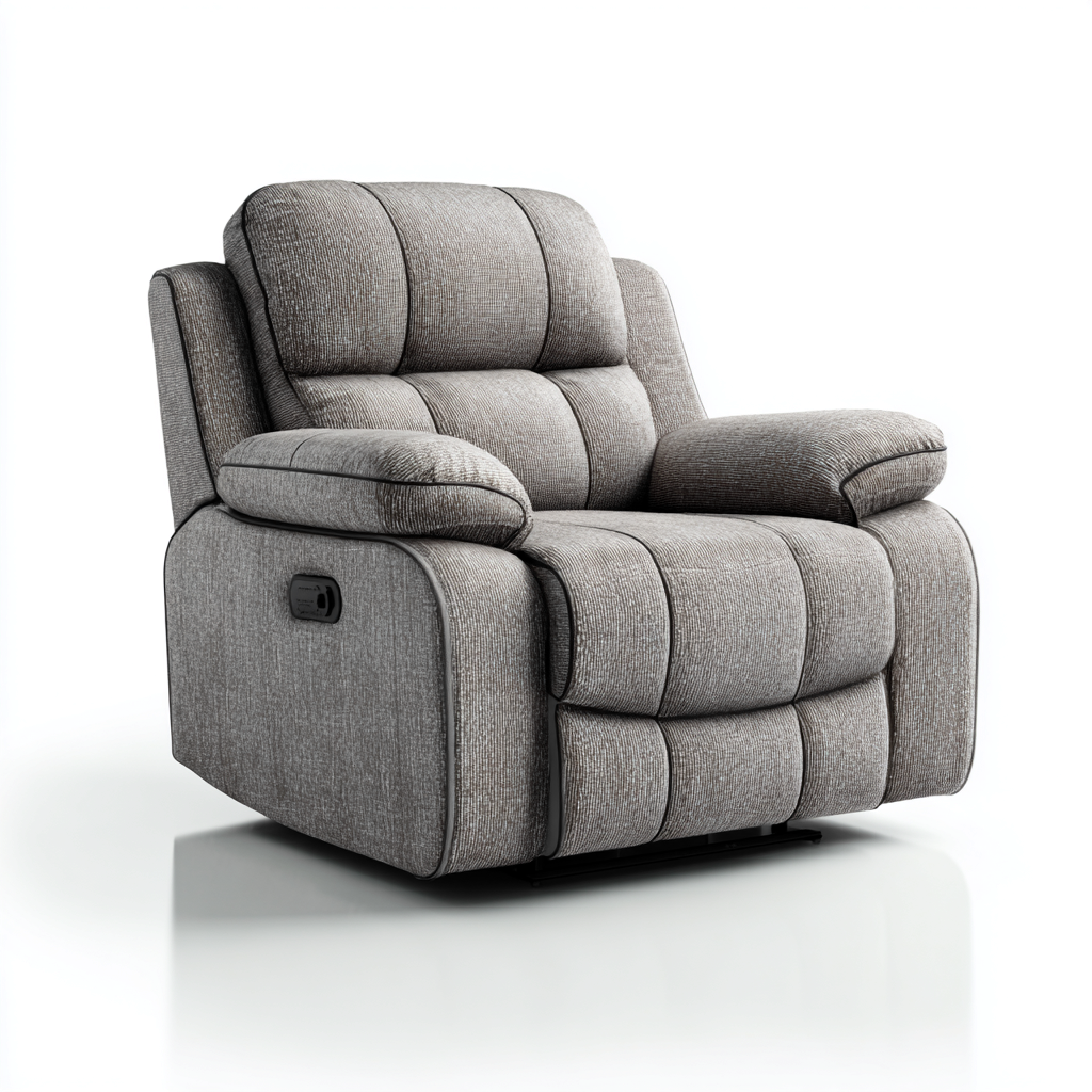 Sillón reclinable - Tela - 98x92x104 cm - Gris - Diseño moderno para sala de estar-Luxemylab