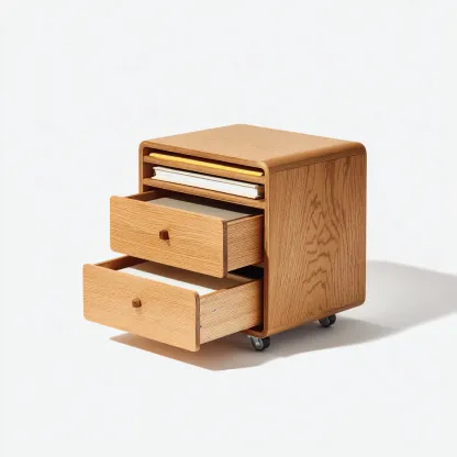 Archivador de madera 45x40x55 cm - madera natural - adecuado para oficina - diseño funcional con ruedas - estilo moderno-Luxemylab