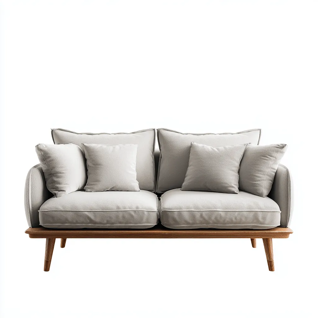 Sofá de 2 plazas tela-madera 155x82x86 cm beige para salón diseño moderno-Luxemylab