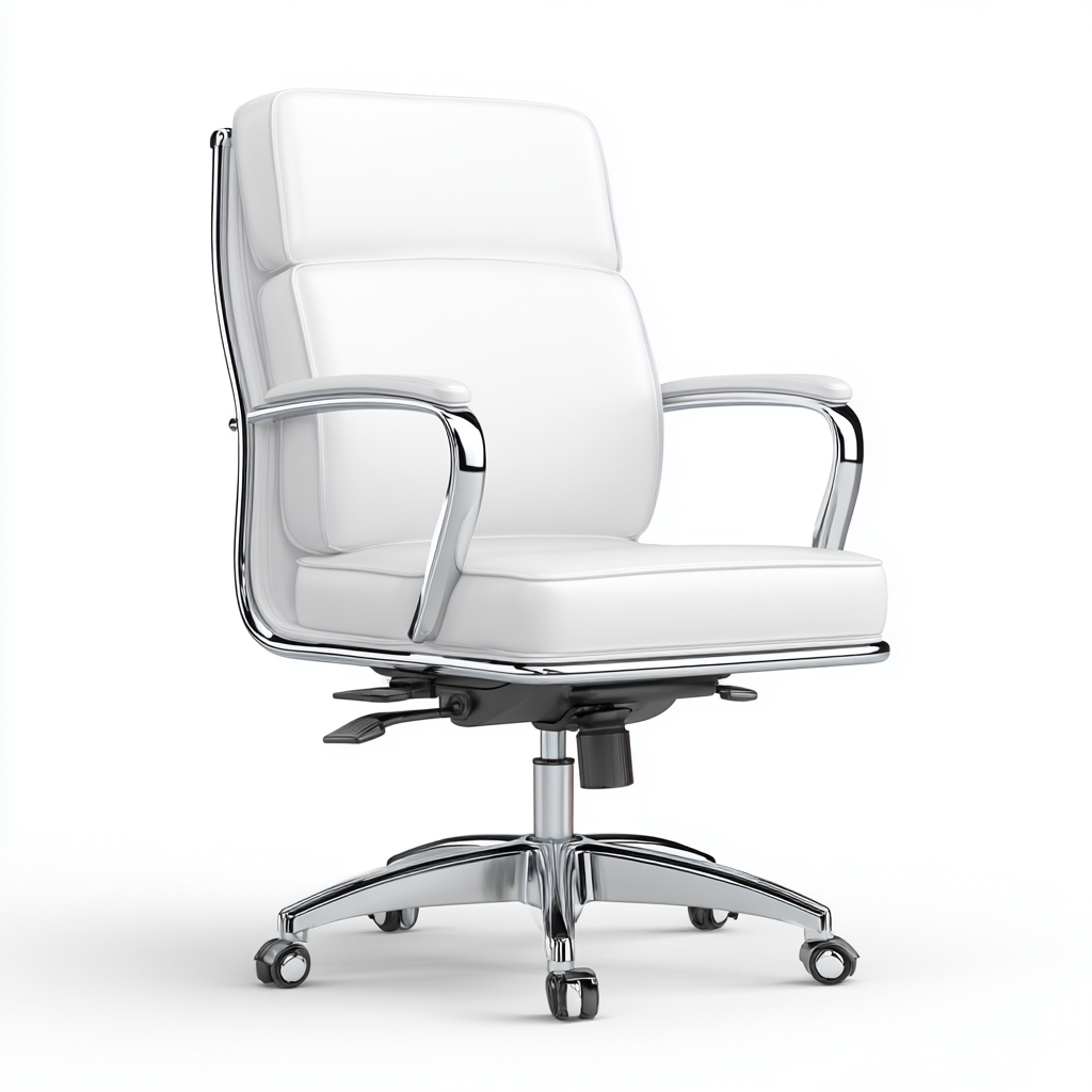 Silla de oficina piel sintética 65x60x110 cm blanco diseño ergonómico estilo moderno para oficina-Luxemylab