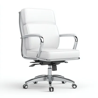 Silla de oficina piel sintética 65x60x110 cm blanco diseño ergonómico estilo moderno para oficina-Luxemylab
