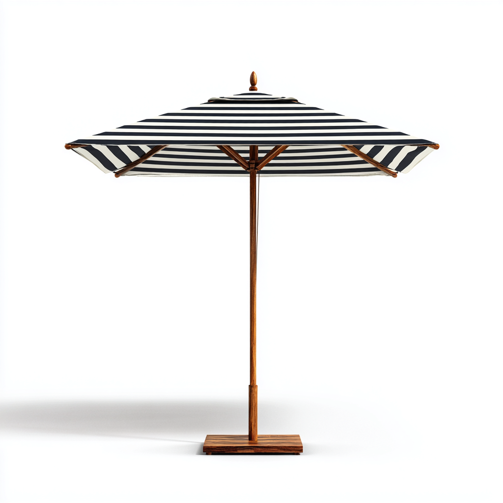 Sombrilla de jardín tela y madera 250x250x240 cm - blanco-negro - apta para exterior - estilo mediterráneo-Luxemylab