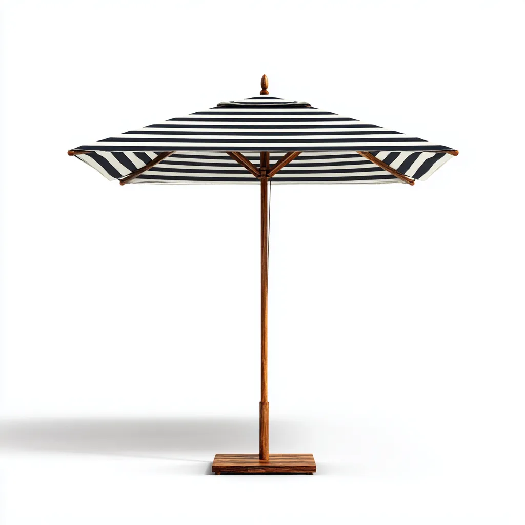 Sombrilla de jardín tela y madera 250x250x240 cm - blanco-negro - apta para exterior - estilo mediterráneo-Luxemylab