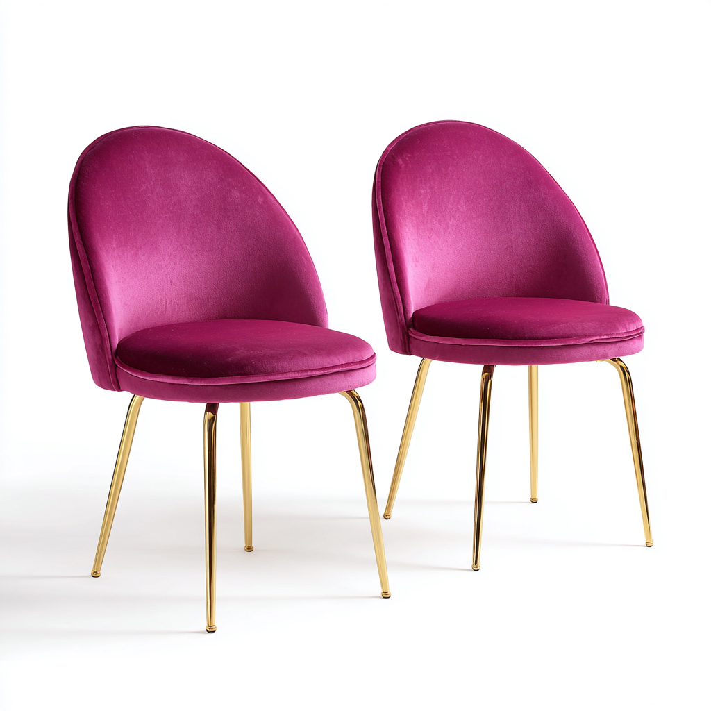 Sillas de comedor - Metal y tapizado - 51x48x87 cm - Rosa-dorado - Diseño moderno para comedor-Luxemylab