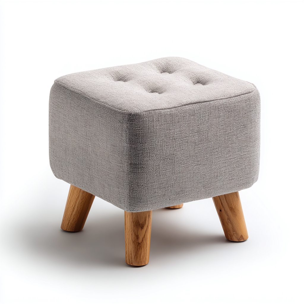 Fußhocker Stoff 40x40x42 cm - grau - modernes Design geeignet für Wohnzimmer-Luxegoly