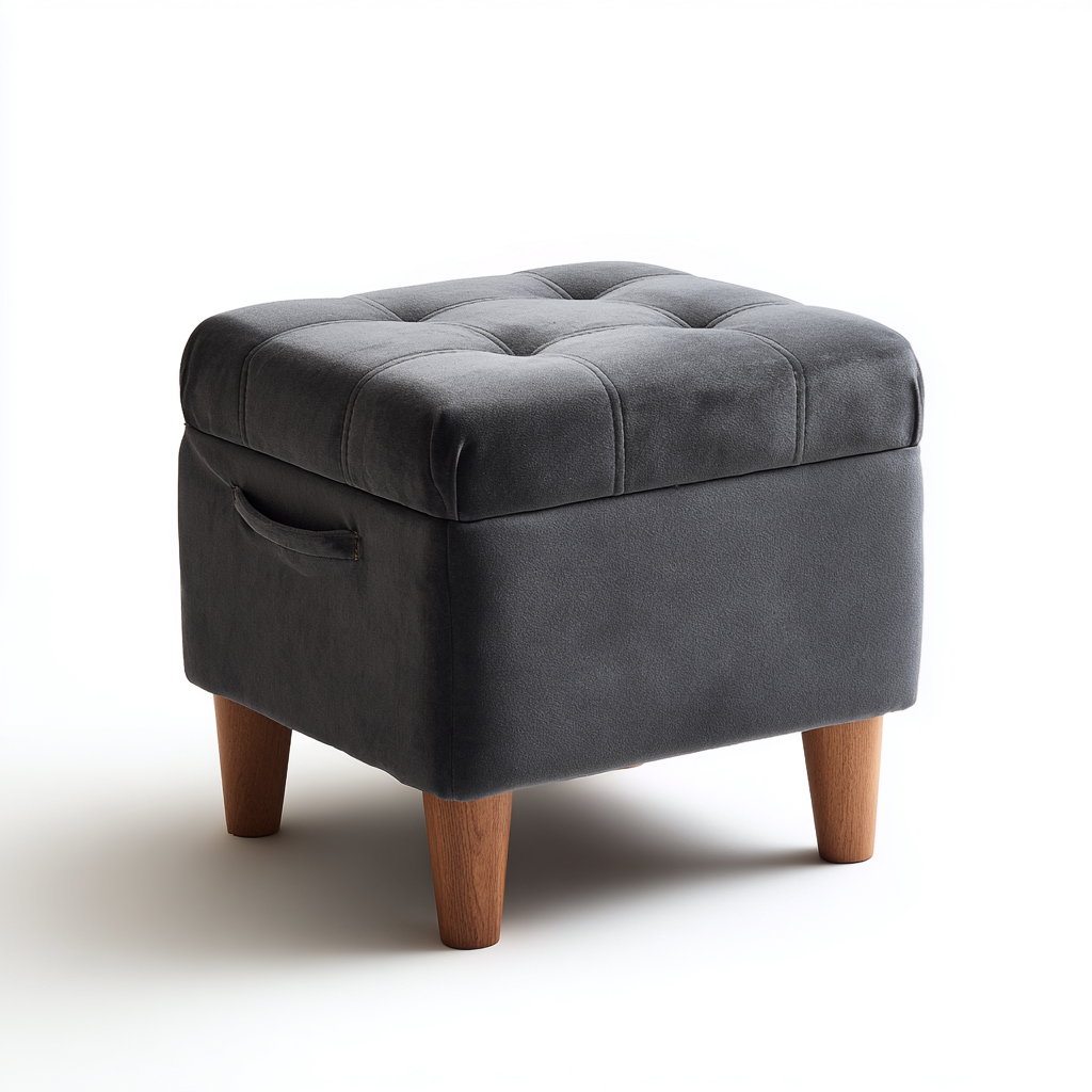 Fußhocker Stoffpolsterung 40x40x45 cm - Dunkelgrau - Modernes Design für Wohnzimmer-Luxegoly