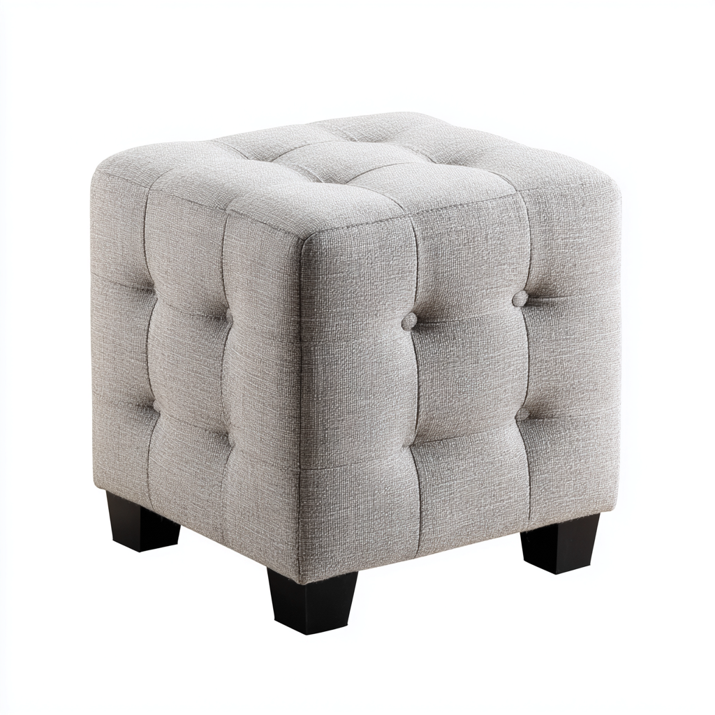 Fußhocker Stoff 40x40x48 cm - grau - modernes Design geeignet für Wohnzimmer-Luxegoly
