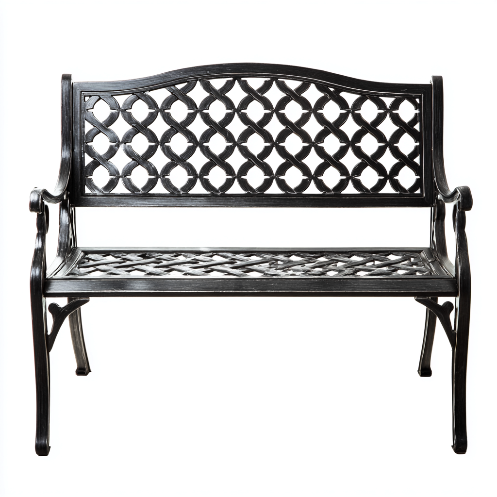 Gartenbank-Metall-115x50x85 cm-Schwarz-Klassisch für Garten-Luxegoly