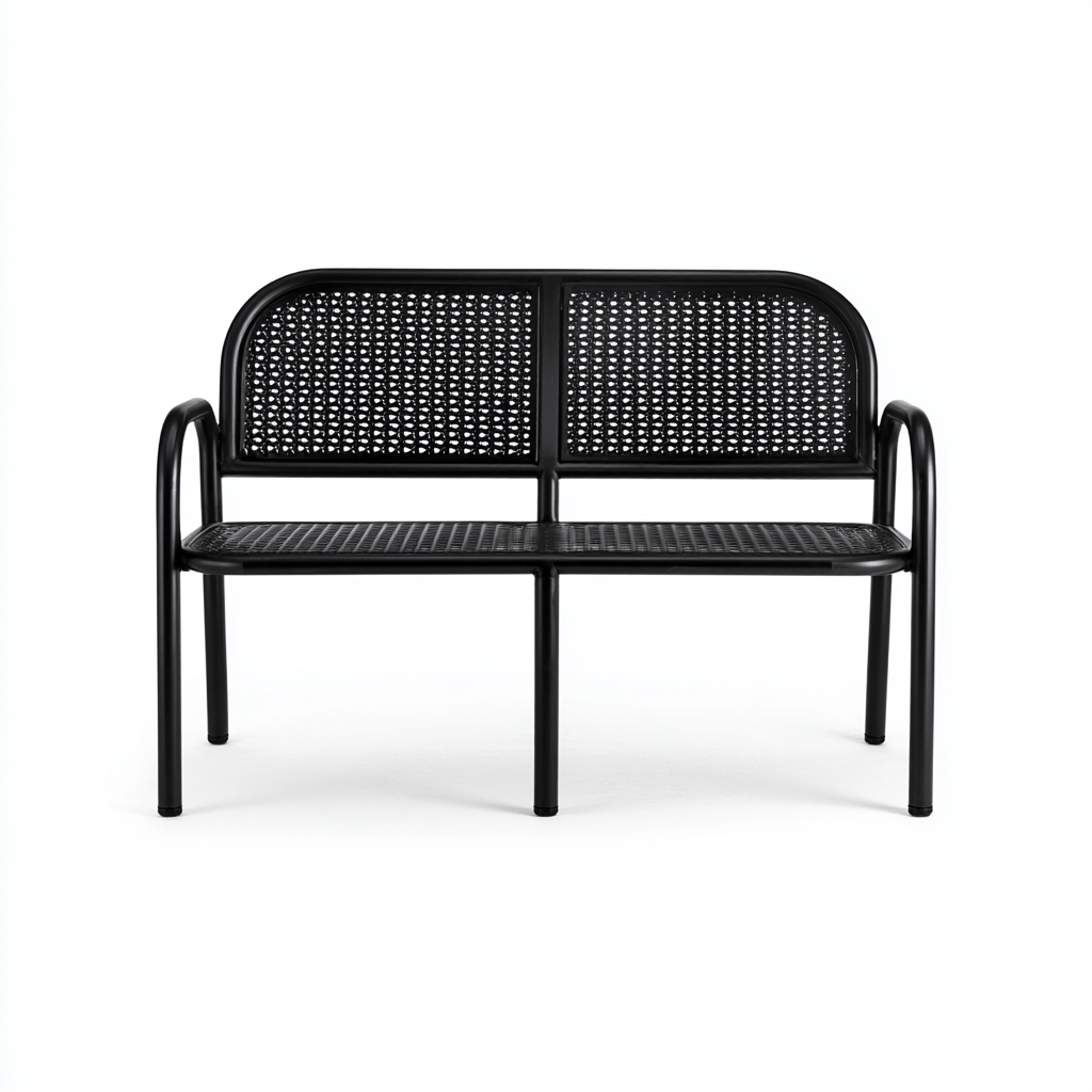 Gartenbank - Metall-Kunststoff - 130x55x85 cm - Schwarz - Modernes Design für Garten-Luxegoly