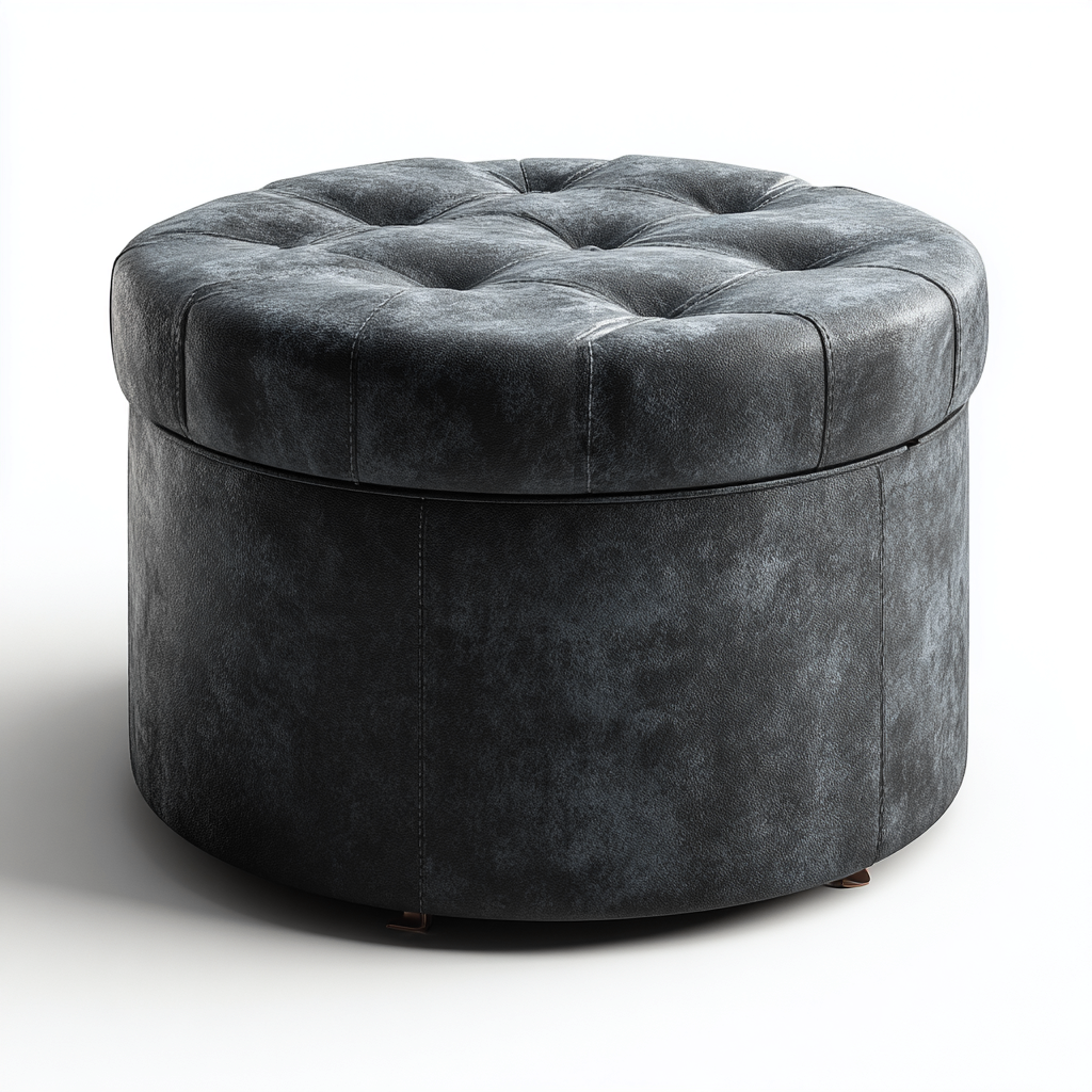 Fußhocker - Stoff - 60x60x45 cm - Dunkelgrau - Modernes Design - geeignet für Wohnzimmer-Luxegoly