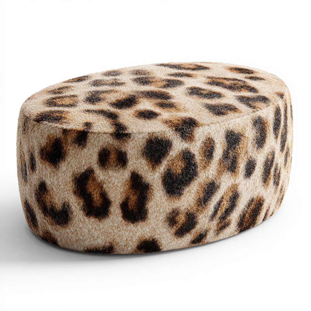 Fußhocker Stoffpolsterung 95x60x38 cm - Leopardenmuster - Modernes Ovaldesign für Wohnzimmer-Luxegoly