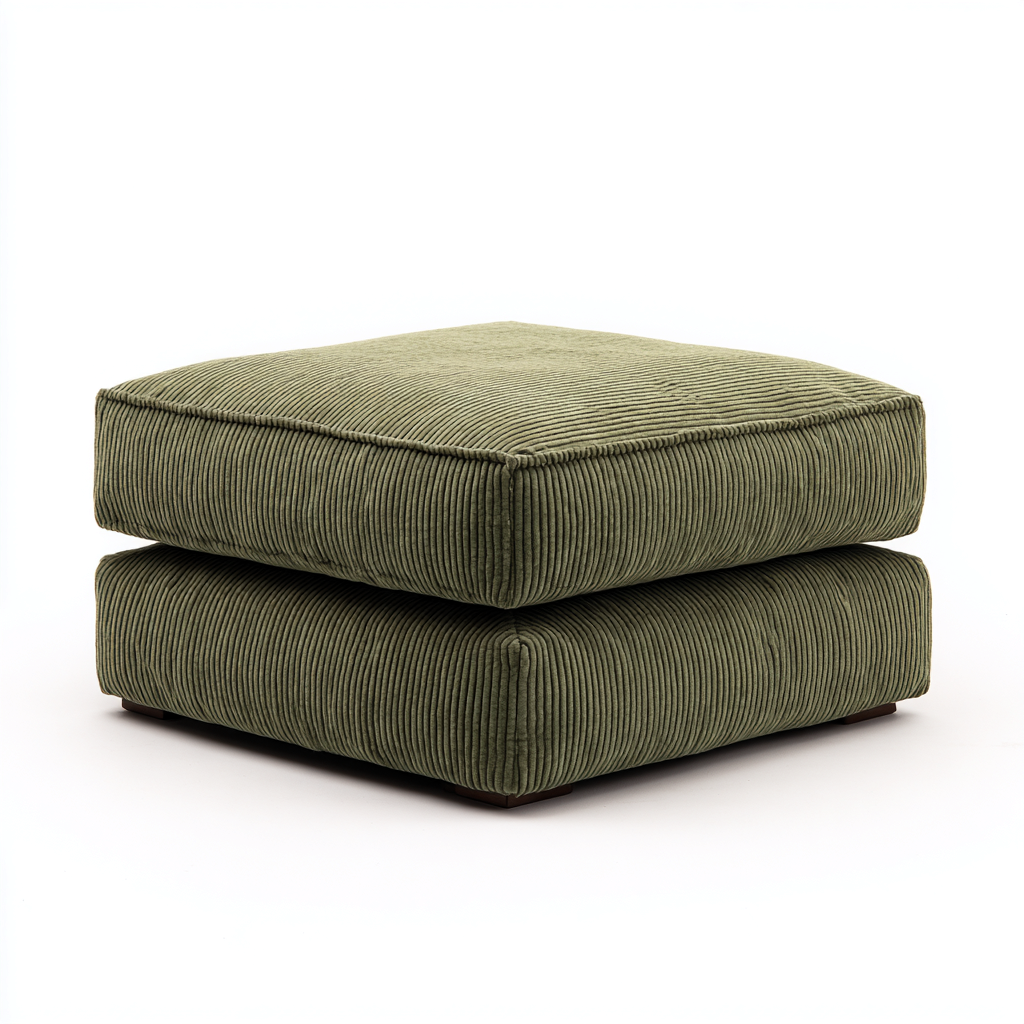 Fußhocker - Cord-Stoff - 60x60x35 cm - Grün - Modernes Design - geeignet für Wohnzimmer-Luxegoly