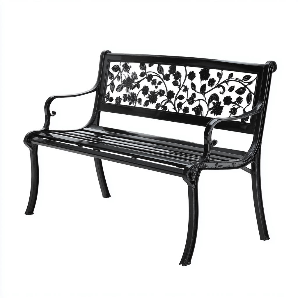 Gartenbank-Metall-115x52x80 cm-Schwarz-Klassisch für Garten-Luxegoly