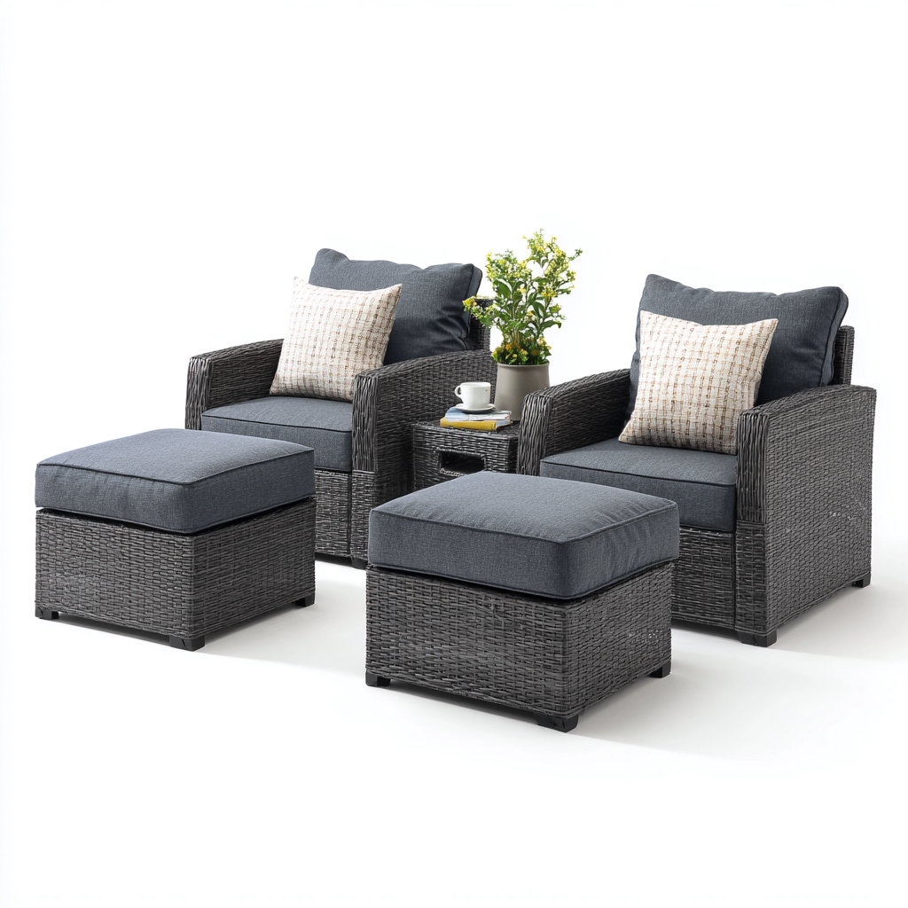 Gartensofa Set-Polyrattan-80x75x85 cm-Grau-Modernes Design für Garten-Luxegoly