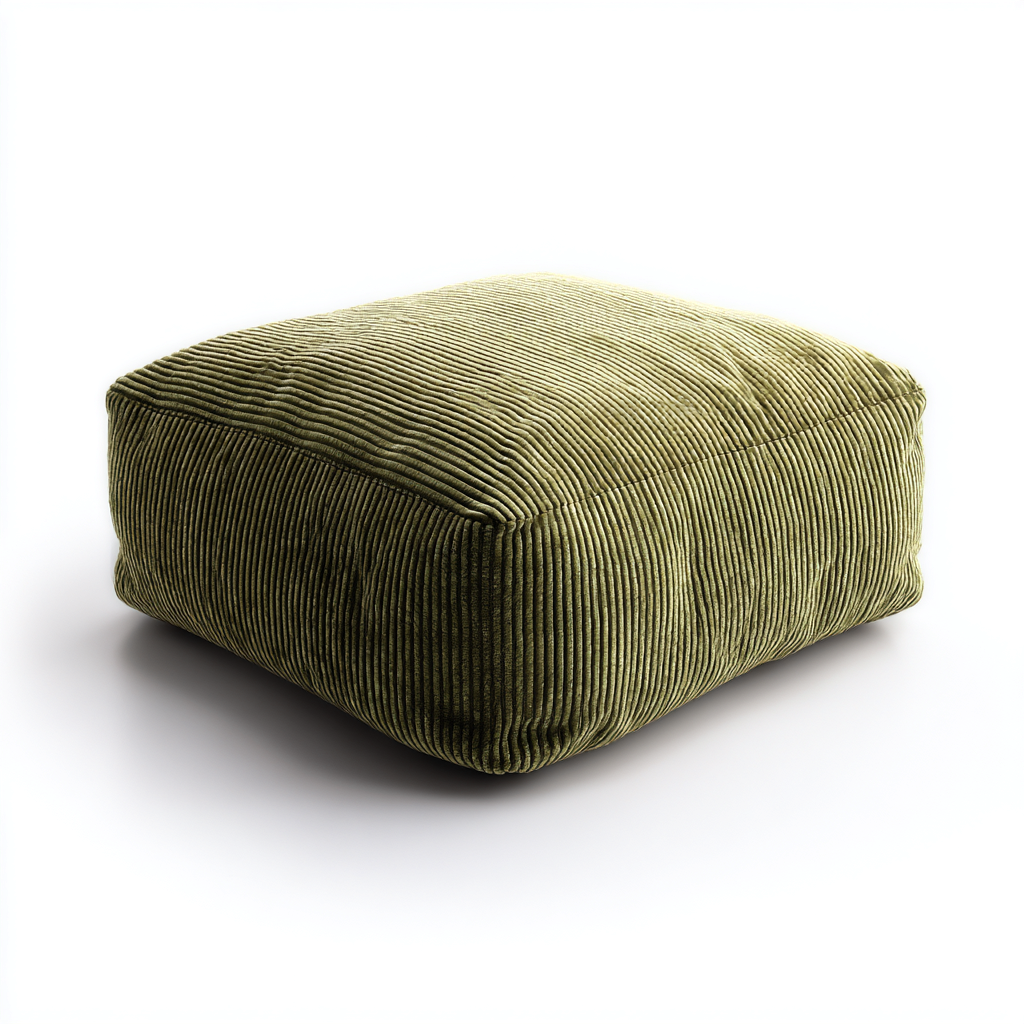 Fußhocker Cord-Stoff 70x70x28 cm - Grün - Modernes Quadratdesign für Wohnzimmer-Luxegoly