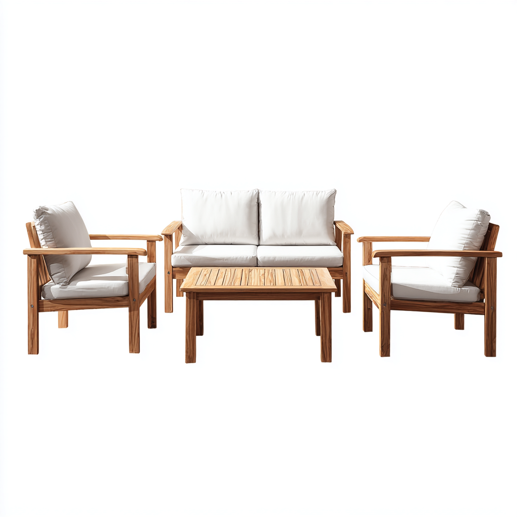 Gartensofa-Set Holz 180x75x80 cm - natur-weiß - modernes Design für Garten-Luxegoly