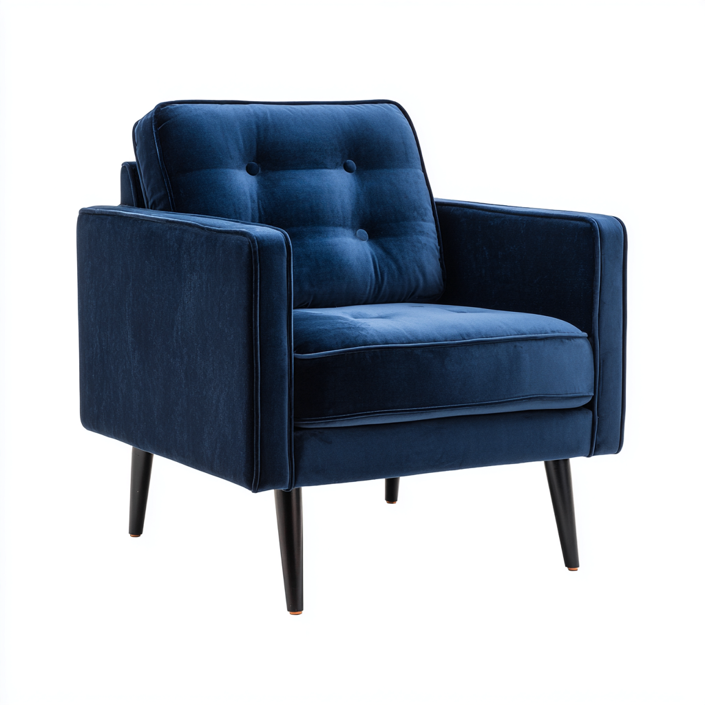 Sessel Samtstoff 85x80x90 cm - Dunkelblau - modernes Design - für Wohnzimmer-Luxegoly