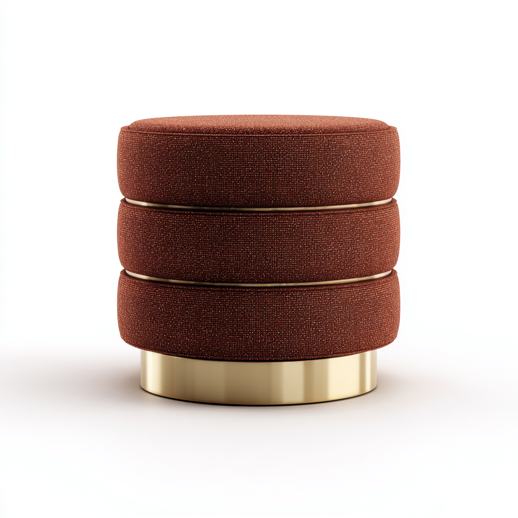 Fußhocker - Stoff-Metall - 40x40x45 cm - Braun - Modernes Design - geeignet für Wohnzimmer-Luxegoly