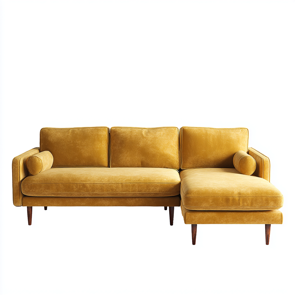 Ecksofa-Samt-250x160x85 cm-Gelb-Modern für Wohnzimmer-Luxegoly