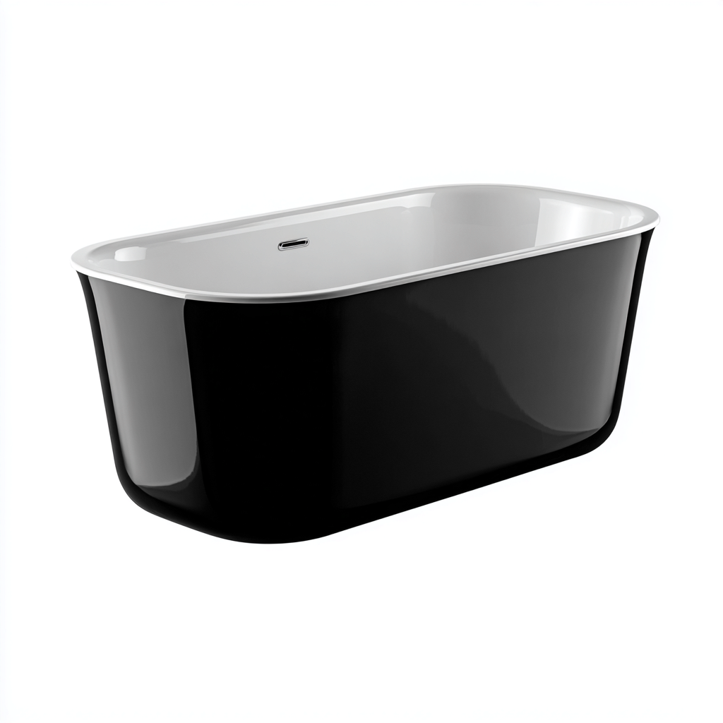 Badewanne Acryl 176x80x60 cm - schwarz-weiß - für Badezimmer geeignet - modernes Design-Luxegoly