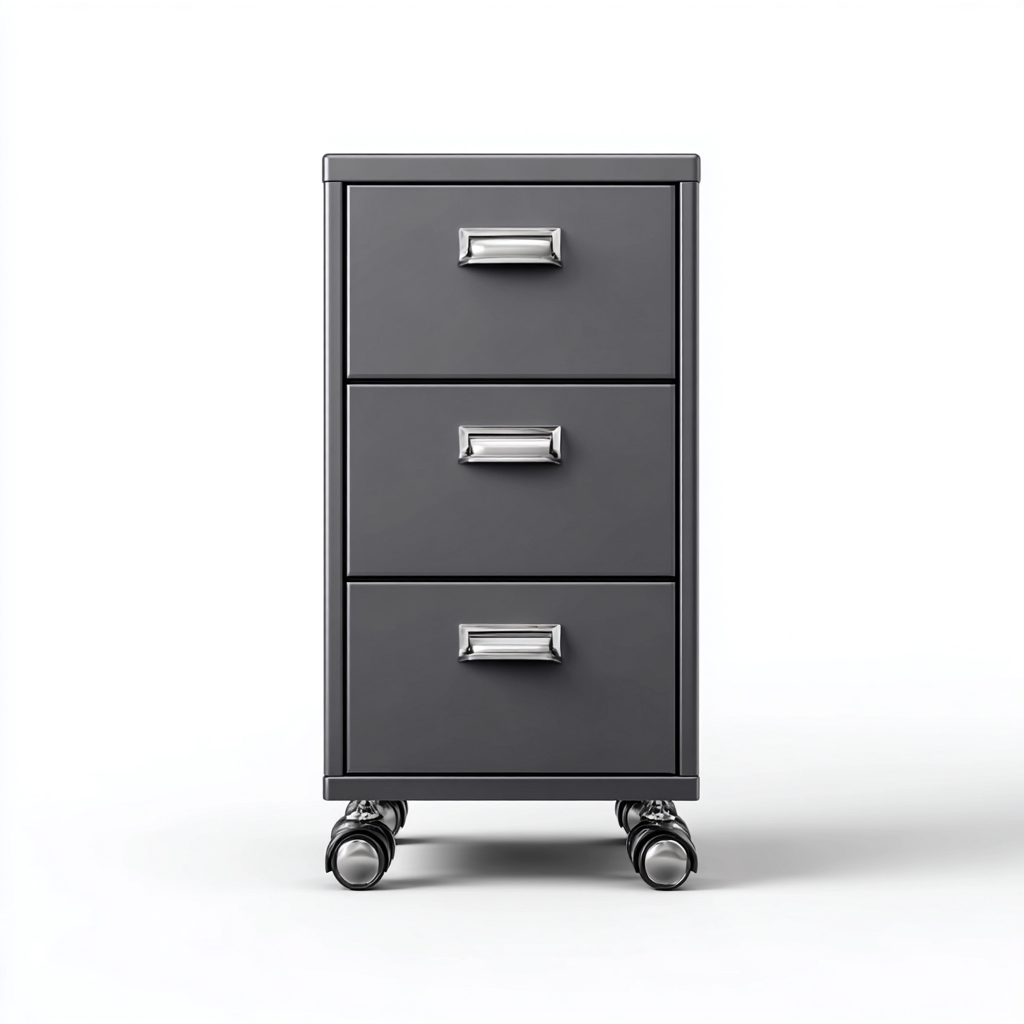 Aktenschrank Metall 55x40x70 cm - dunkelgrau - für Büro-Homeoffice - rollbar modernes Design-Luxegoly