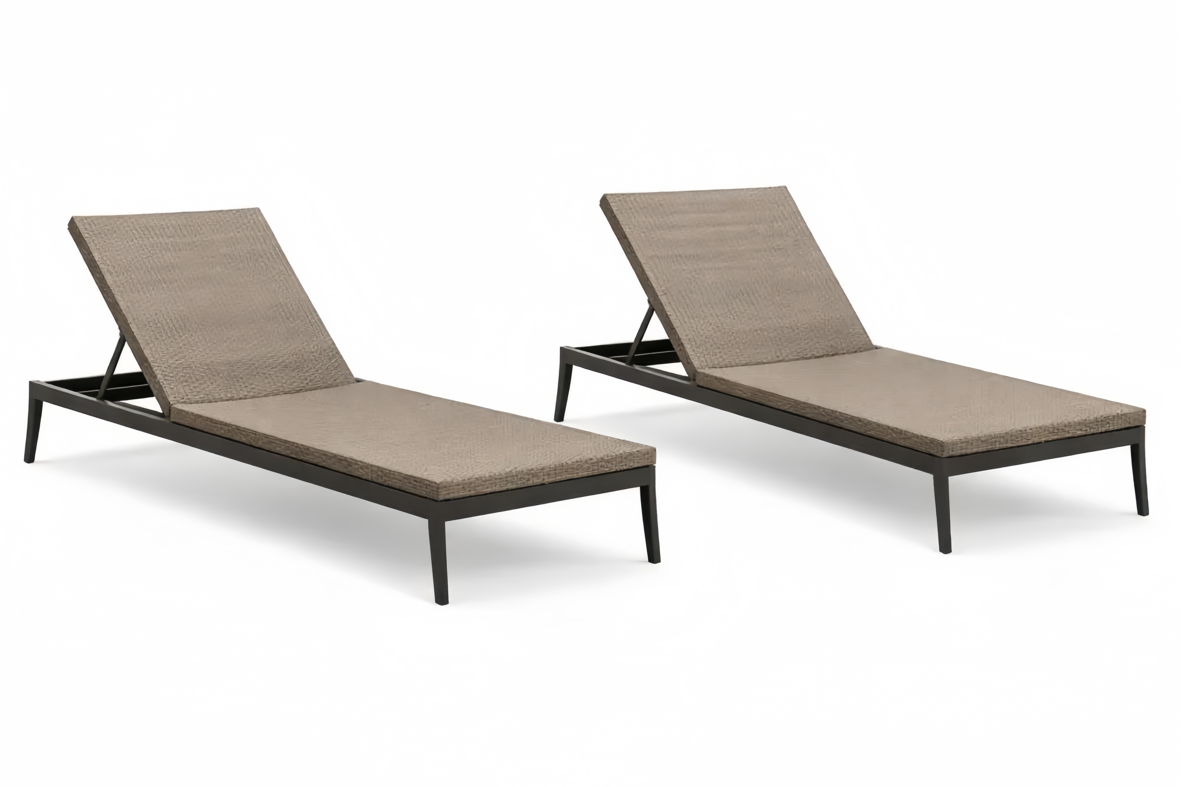 Chaises Longues Extérieures Ensemble 2 Pièces Aluminium et Fibre Synthétique Réglables