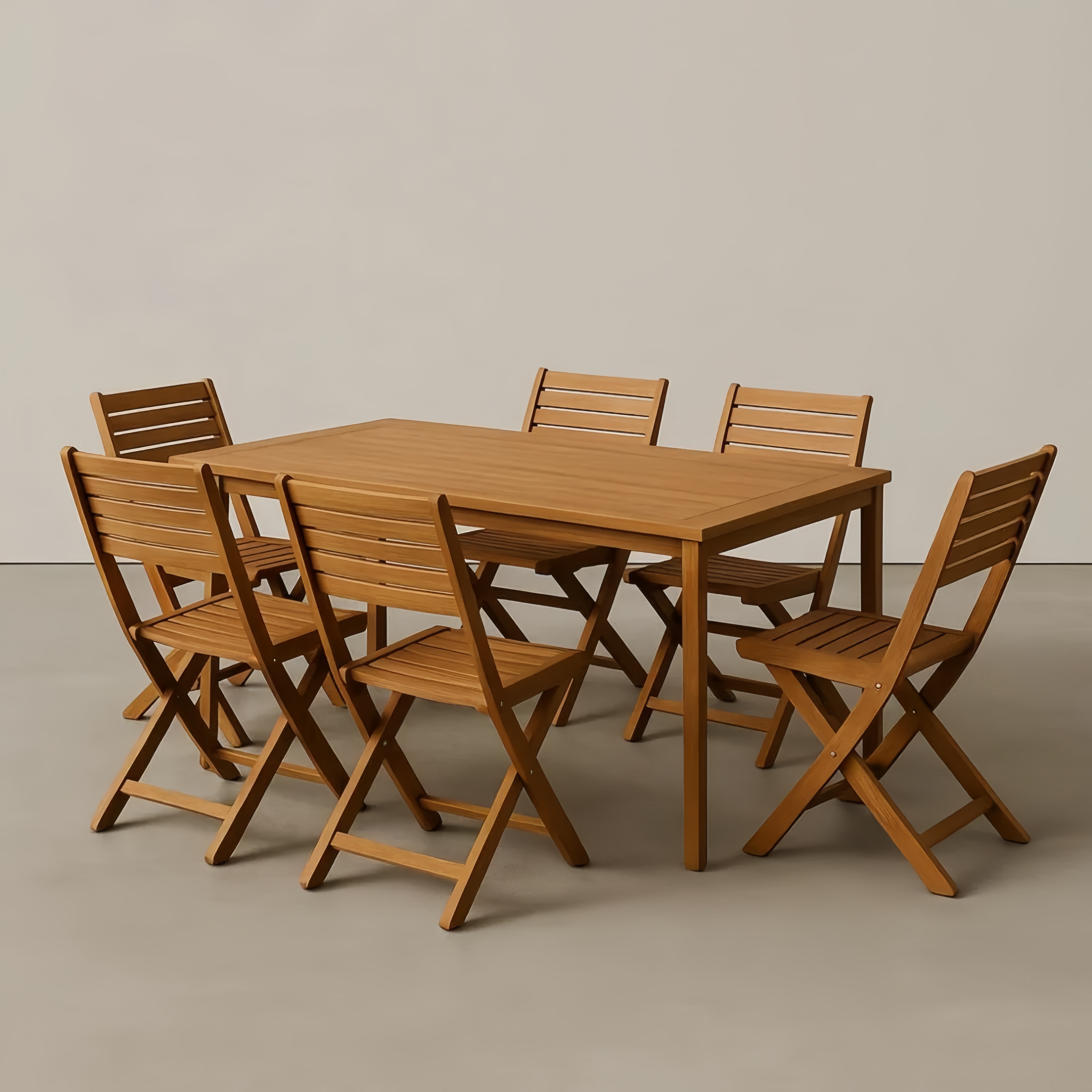 Ensemble de Salle à Manger Extérieur en Bois 6 Chaises et 1 Table
