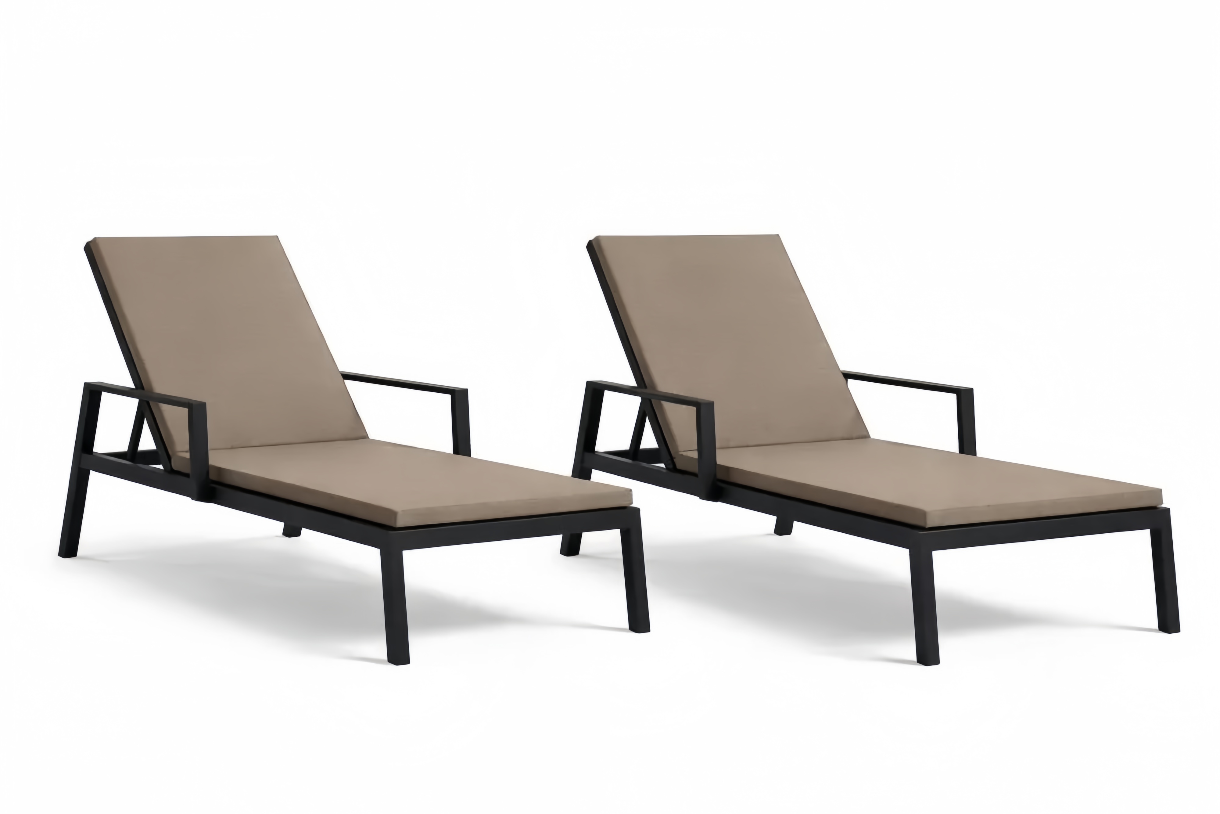 Ensemble de Chaises Longues en Aluminium et Tissu Textilène Réglables Taupe