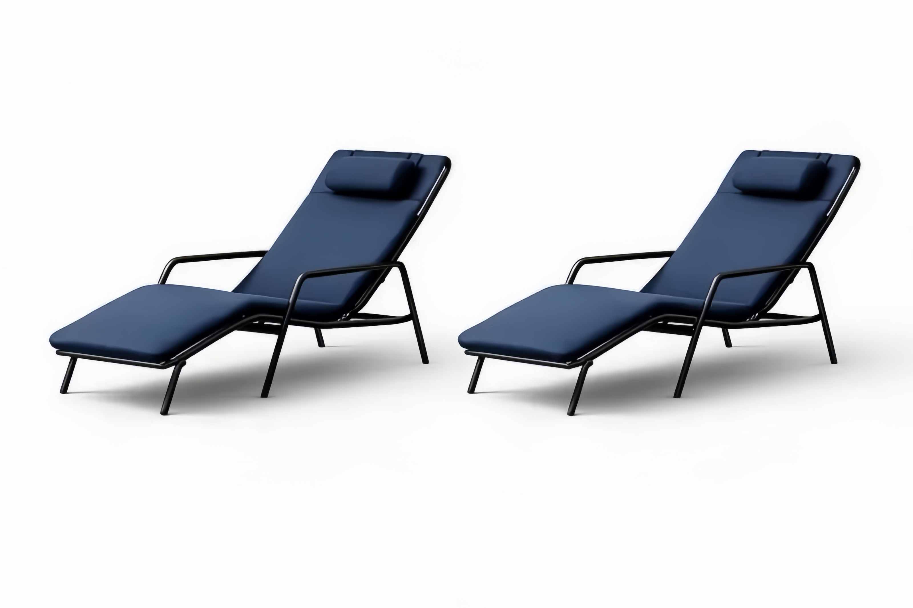 Lot de 2 chaises longues extérieures métal bleu
