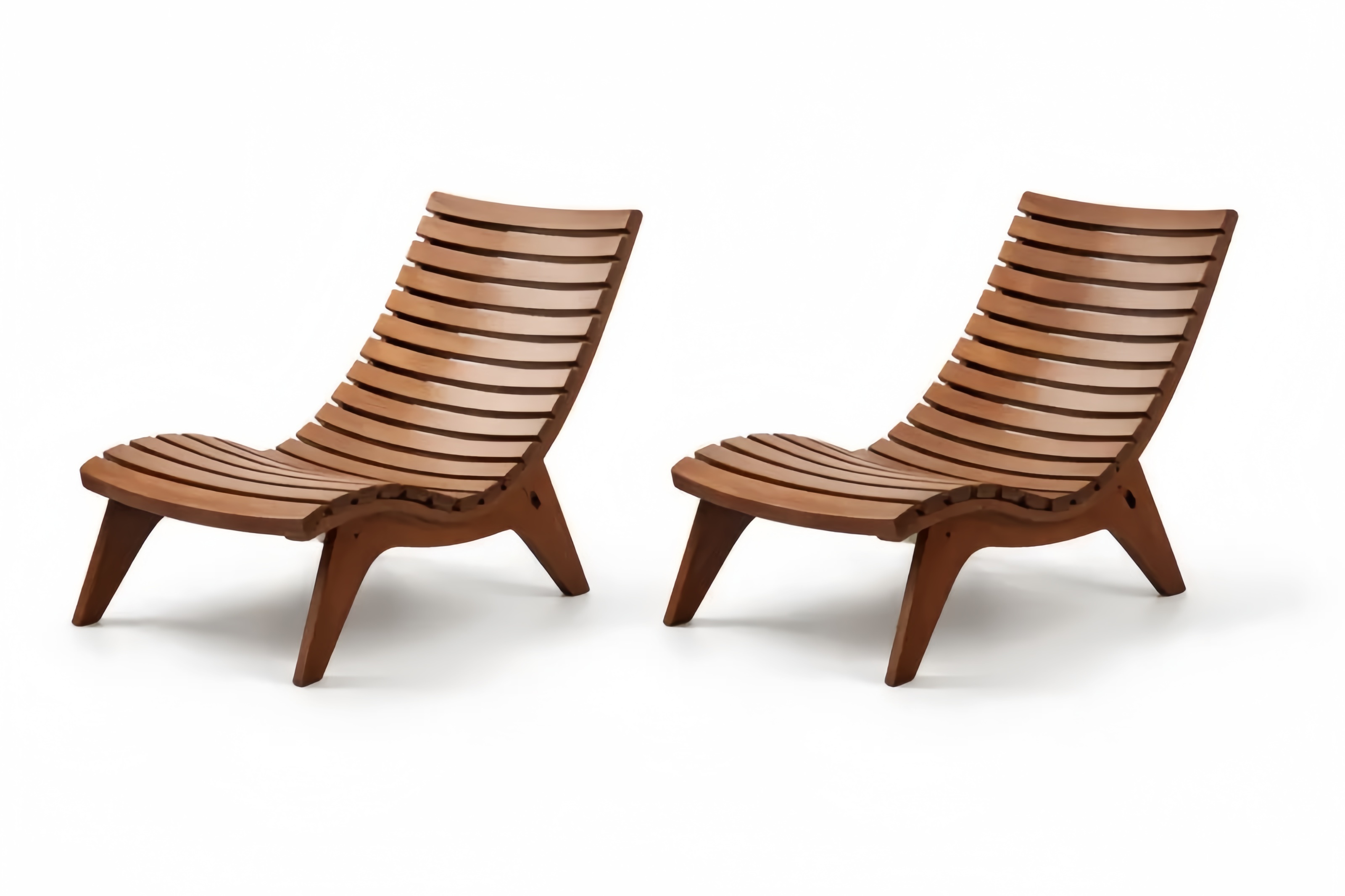 Chaises Longues de Jardin en Bois Massif 2 Pièces