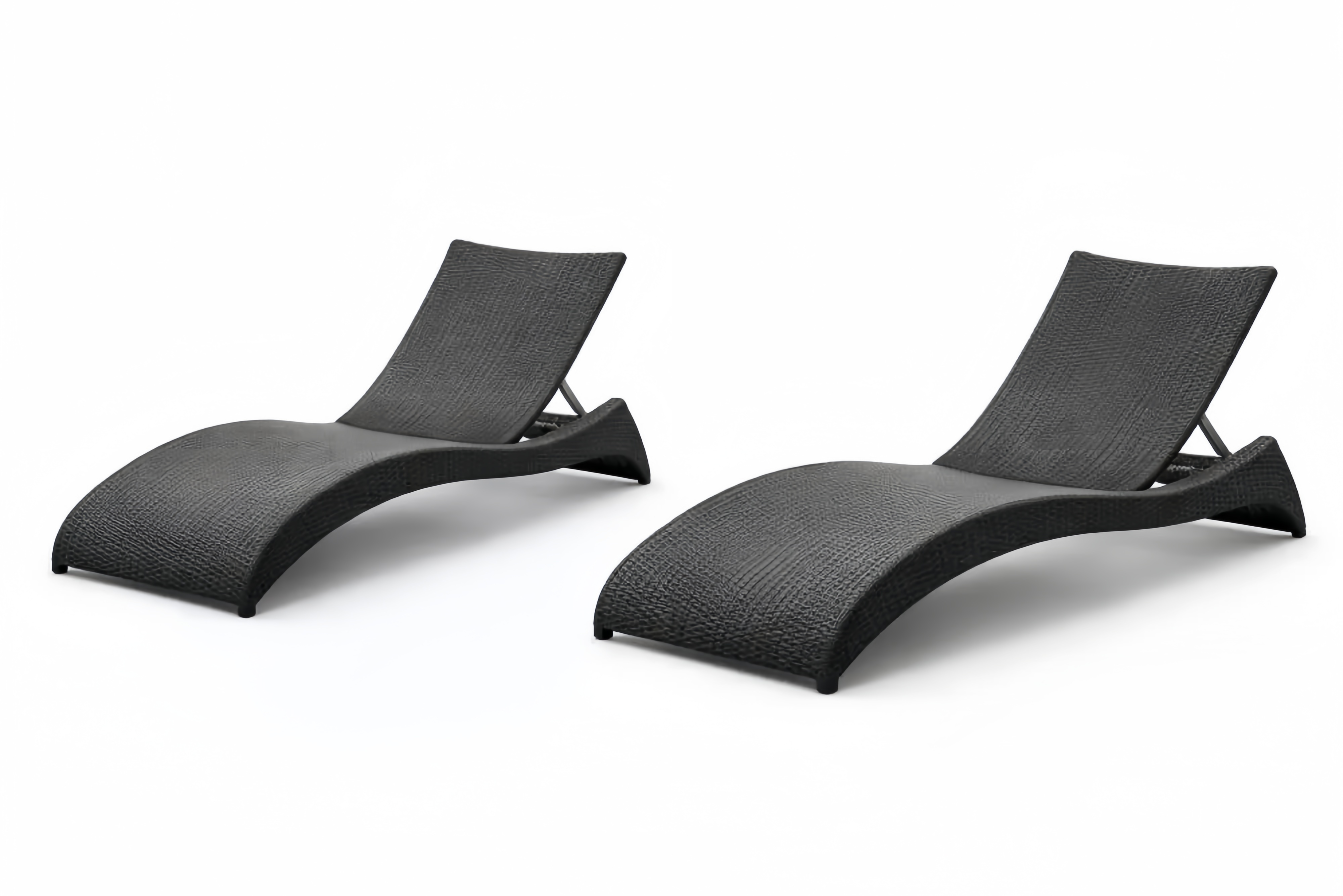 Lot de 2 chaises longues en résine tressée noire