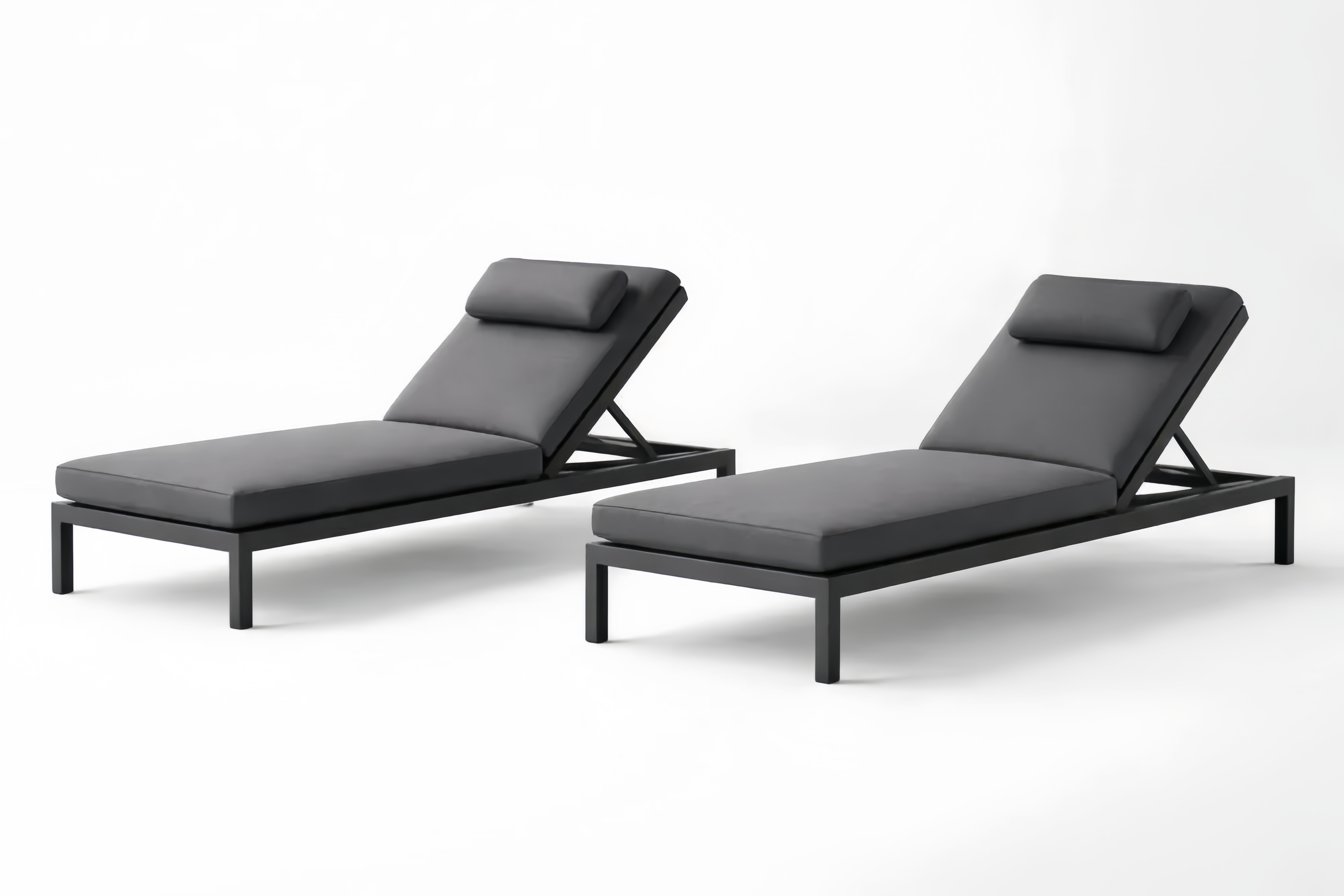 Double Chaise Longue en Aluminium et Polyester Réglable Gris