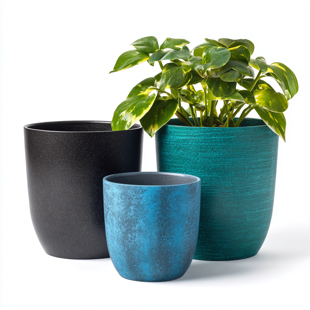 Vaso per piante in resina 42x42x38 cm - nero-blu-turchese - design moderno per esterni-Nookmyyard