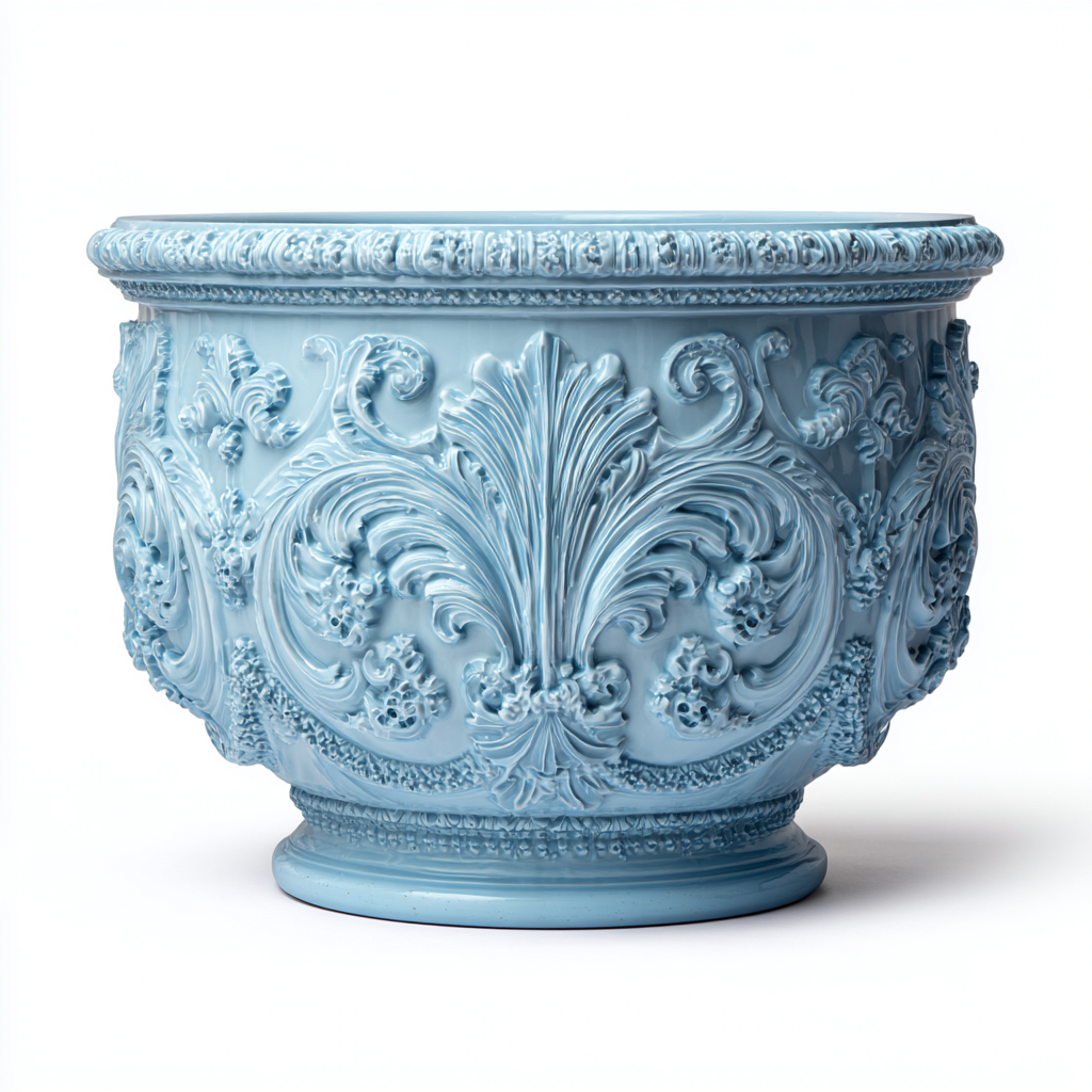 Vaso per piante Ceramica 40x40x35 cm - Azzurro - Design classico-Nookmyyard